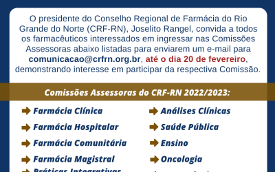Participe das Comissões Assessoras do CRF-RN