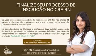 Finalize seu processo de inscrição no CRF-RN
