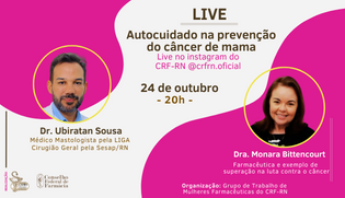 CRF-RN e CFF realizam live sobre prevenção ao câncer de mama nesta terça-feira, 24